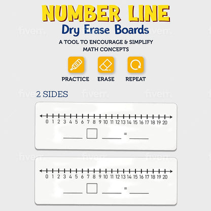 SCRIBBLEDO Dry Erase Number Line Board 4”x12” Inch Lapboard Double Sided White Board Featuring 0-10 Number Line On One Side 0-20 On The Other for Students Desk Whiteboard Math Manipulatives