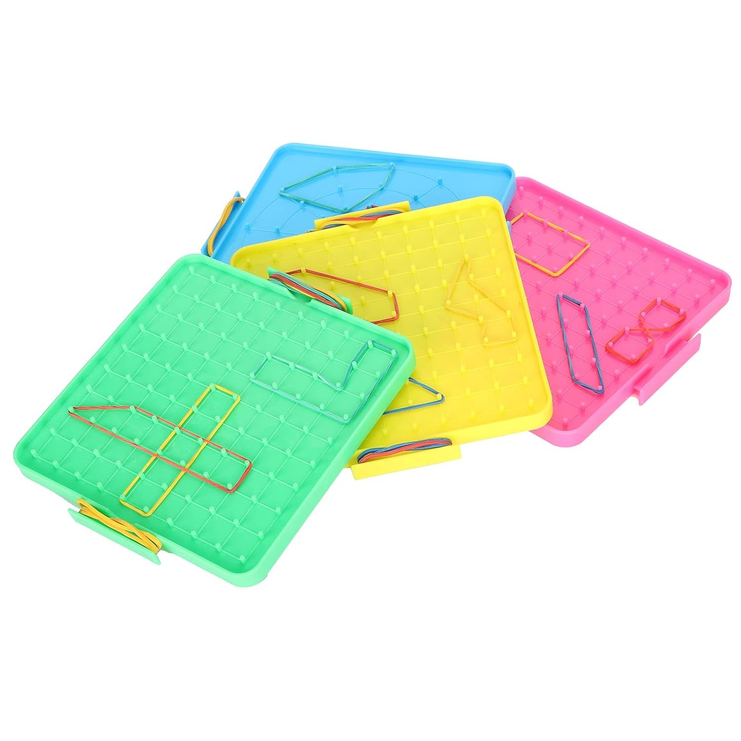HEEPDD 4Pcs Nail Board Toy, Rubber Band Pegboard Set for Kids Educational Math Learning, with Round Smooth Corners and Durable Plastic, Fun Teaching Aids for Classroom or Home