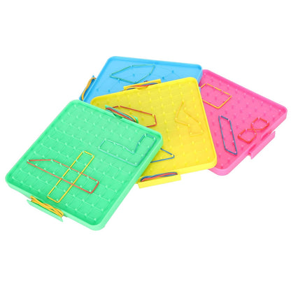 HEEPDD 4Pcs Nail Board Toy, Rubber Band Pegboard Set for Kids Educational Math Learning, with Round Smooth Corners and Durable Plastic, Fun Teaching Aids for Classroom or Home