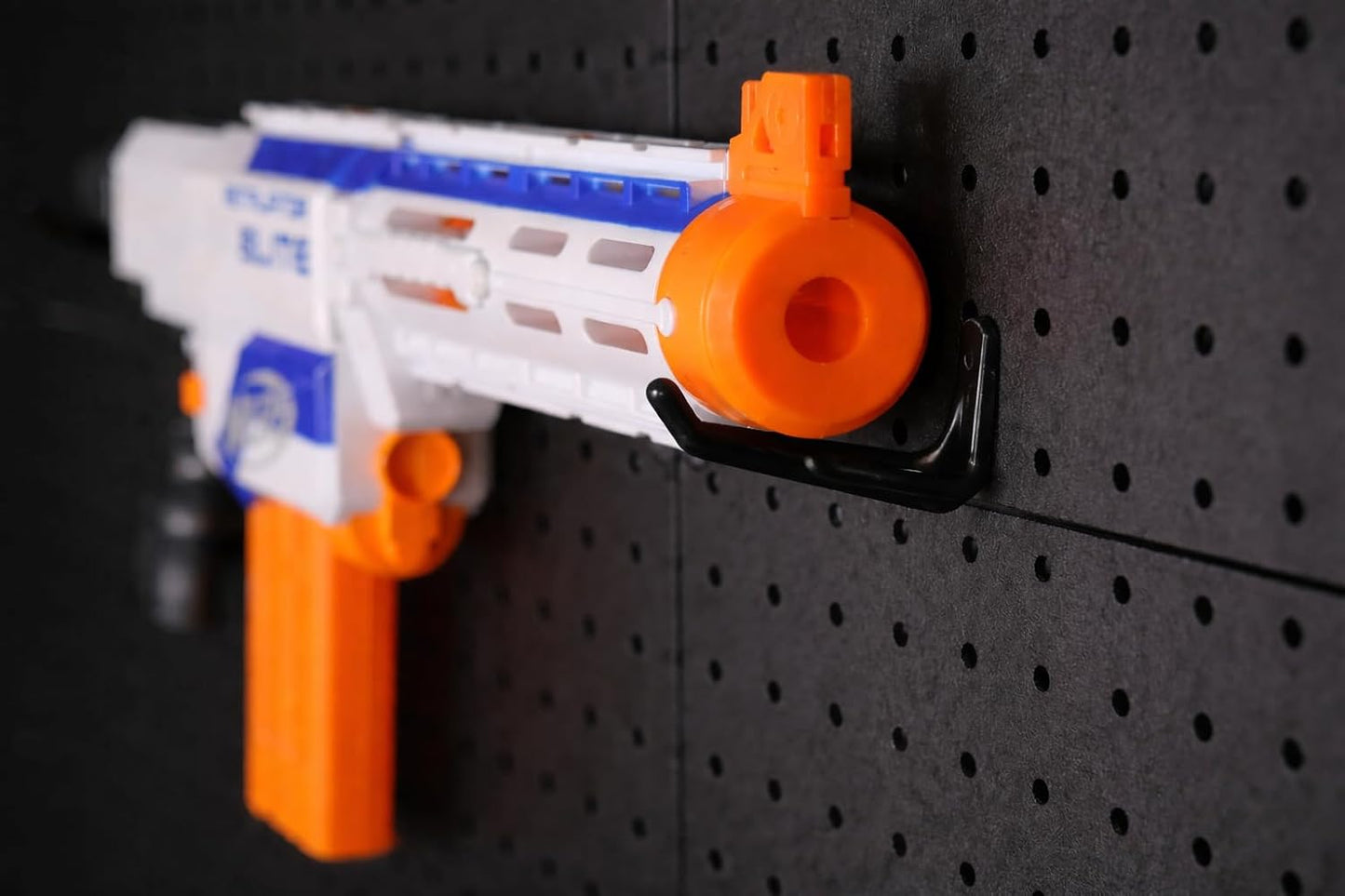 WallPeg Nerf Organizer Accessories – Pegboard Bins and Jumbo Peg Hooks Set – 6 Large Cobalt Blue Storage Bins & 20 Jumbo Peg Hooks – Nerf Storage System for Blasters, & Darts – Made in USA