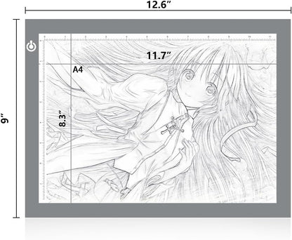 LitEnergy A4 LED Copy Board Light Tracing Box, Adjustable USB Power Artcraft LED Trace Light Pad for Tattoo Transferring, Drawing, Sketching, Animation, Stenciling, Diamond Art Painting Accessories