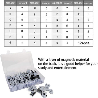 Firlar 124Pcs Magnetic Letters, Uppercase Alphabet ABC Magnets for Fridge Refrigerator, Foam Alphabet Letters Refrigerator Magnets Educational Tools for Spelling and Learning, Black