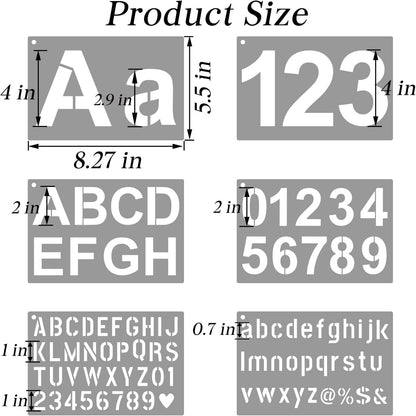 BAMIDELE Letter Stencils for Painting on Wood, 50 Pcs Calligraphy Alphabet Drawing Templates with Numbers, Signs, Flowers, Reusable Cursive Plastic Art Craft Stencils