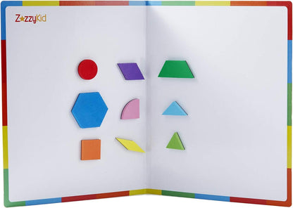 ZazzyKid Kids Magnetic Pattern Blocks Set: 216 PCS Geometric Shape Puzzles Tangram - STEM