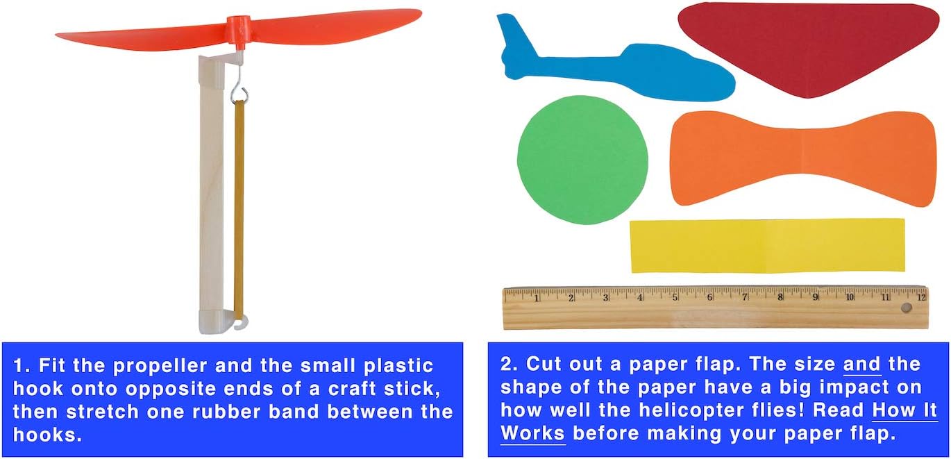 Rubber Band Helicopter Kit – 10-Pack - DIY STEM Craft Project for Kids - Build Your Own Rubberband Flying Toy