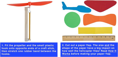Rubber Band Helicopter Kit – 10-Pack - DIY STEM Craft Project for Kids - Build Your Own Rubberband Flying Toy