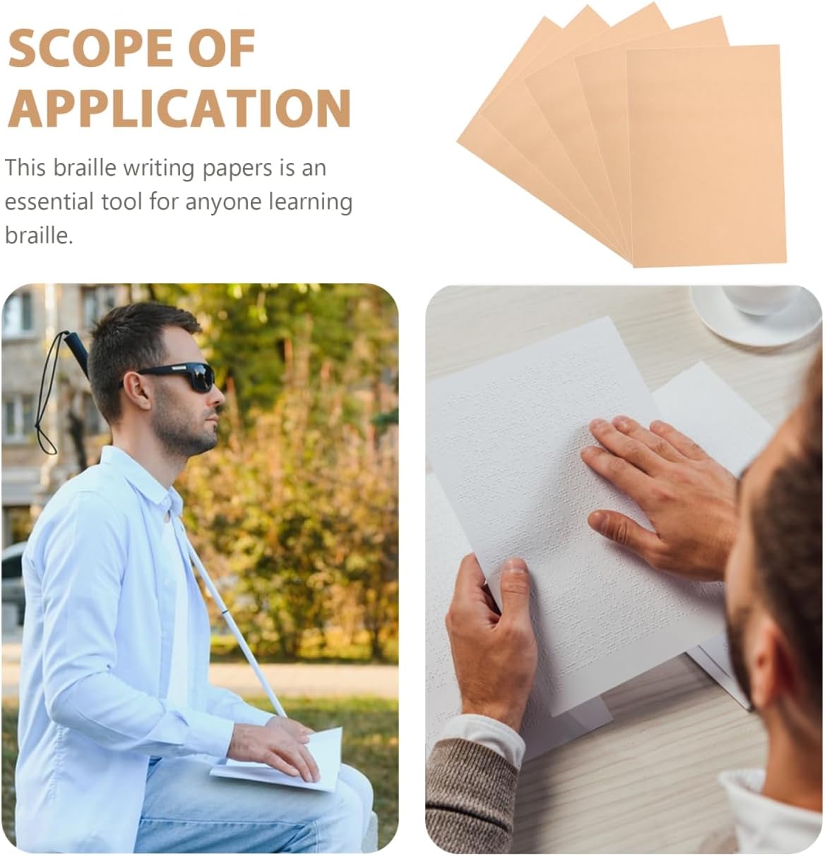 20pcs Braille School Supplies Braille Papers Blind People Supplies Writing Papers for Blind Handwriting Paper Practice Paper Learning Blinder Writing