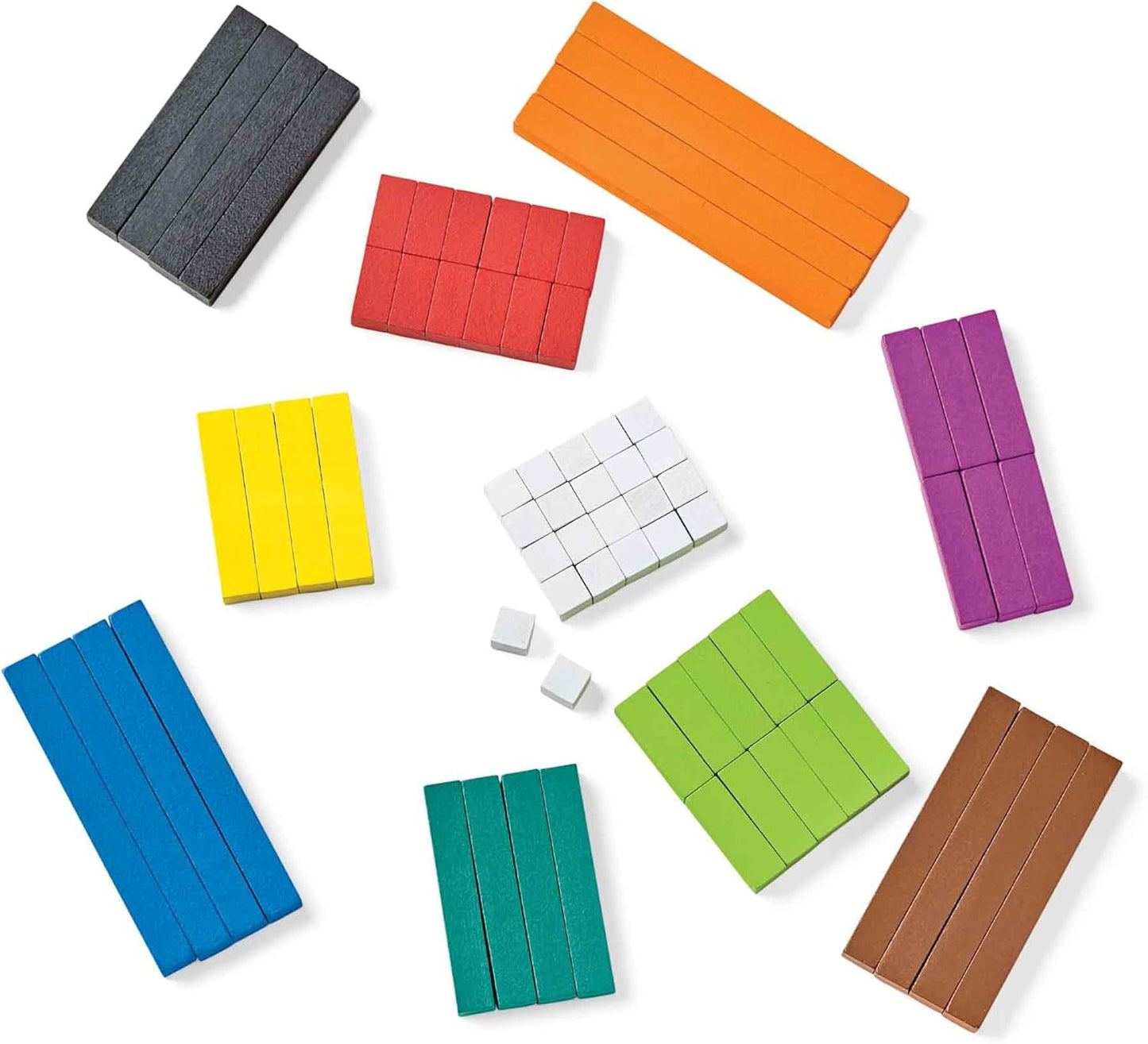 hand2mind Wood Cuisenaire Rods Individual Set, Fraction Bars, Montessori Number Rods, Counting Blocks, Math Manipulatives, Math Teacher Supplies, Kindergarten Homeschool Supplies (Set of 74)