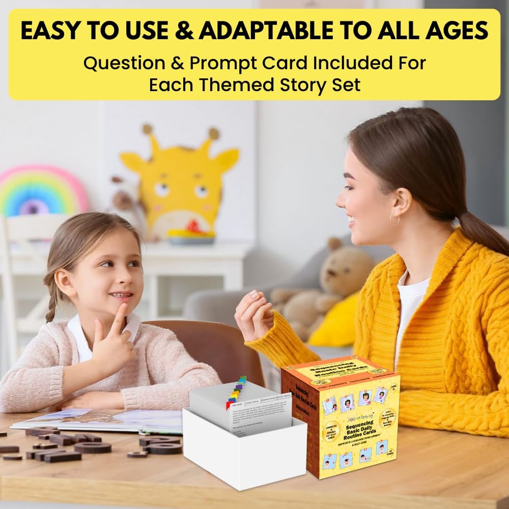 Sequencing Daily Routine Conversation Cards | Learning Material for Social Skills & Emotional Intelligence| Speech Therapy Resources | Articulation, ESL & Storytelling Cards | Sequencing Card Game