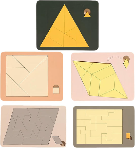 Wooden Puzzle for Adults - Geometric Educational Toy - Disappearing Square Tangram for Children Adults Family Office School Travel Party Birthday Home Classroom
