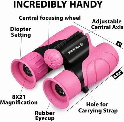 Binoculars for Kids – Perfect Toy for Little Boys and Girls – Extensive Set Incl. Magnifying Glass & Compass – Powerful Magnification 8X21 – 3 to 12 Year Old Kids for Toddler