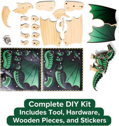 Little Jupiter DIY Wooden Kit with Stickers - Dinosaur Toys for Kids for 7-12 Yrs - Dinosaur Toy Woodworking Kits - Wood Crafts - Kids Building Kit - Wooden Crafts (Stegosaurus)