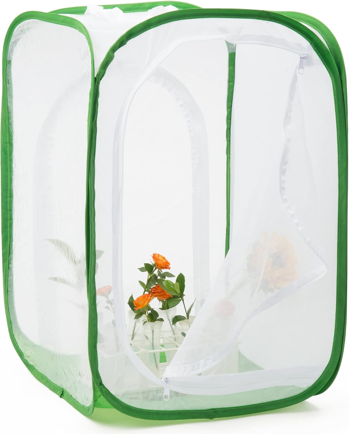 Two Doors Monarch Butterfly Habitat, Insect Mesh Cage, Caterpillar Enclosure Terrarium Pop-up (15.7 X 15.7 X 24 Inches)