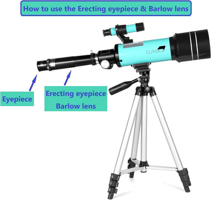 Telescope 70mm Aperture for Kids & Astronomy Beginners, Travel Telescope with Adjustable Tripod & Phone Adaper, Magnification 20X–200X