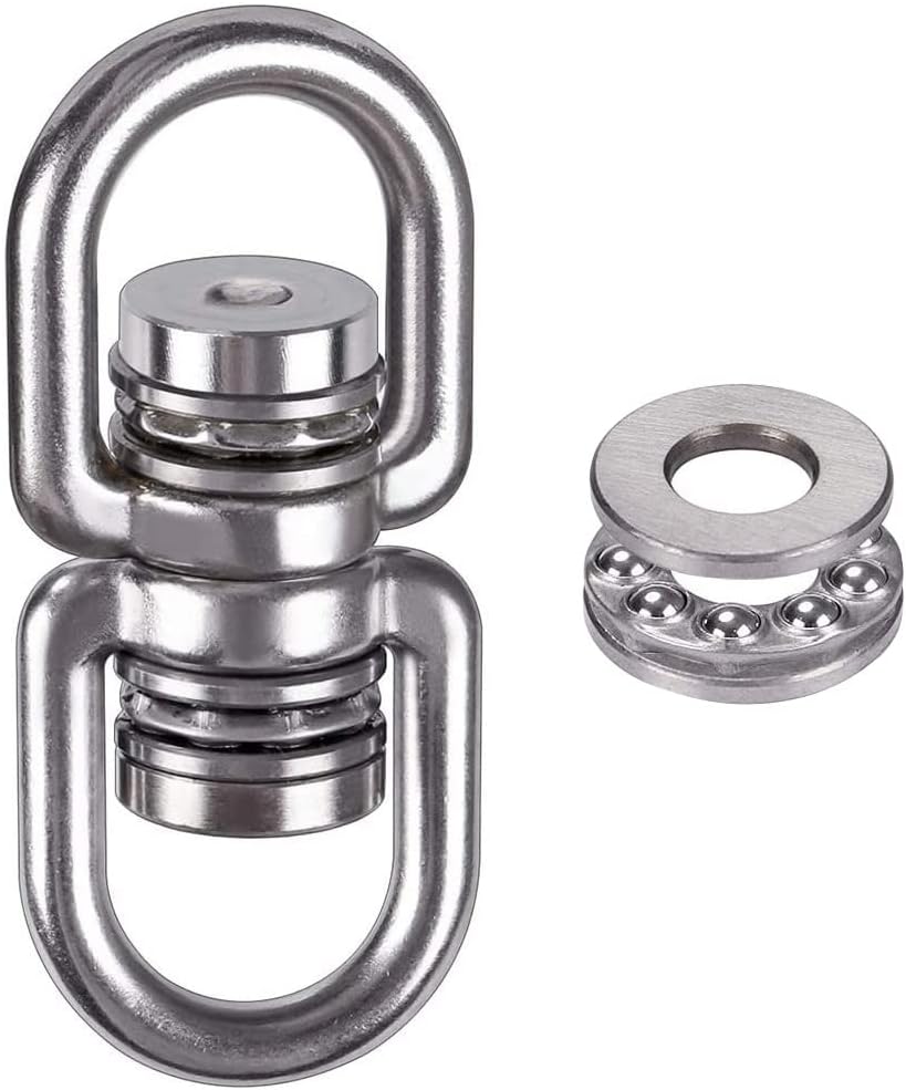 SELEWARE Silent Bearing Swing Swivel, 360° Rotational Device Hanging Accessory with Removeable Buckle for Tree Swing, Hammock Chair, Climbing Rope, Yoga, Kids Swing Swivel 1200LB Capacity, 2 Pack