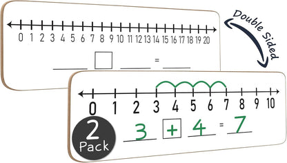 SCRIBBLEDO Dry Erase Number Line Board 4”x12” Inch Lapboard Double Sided White Board Featuring 0-10 Number Line On One Side 0-20 On The Other for Students Desk Whiteboard Math Manipulatives