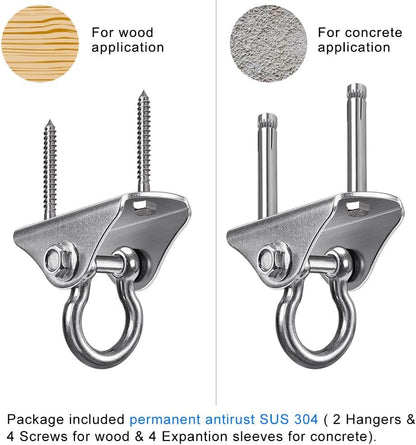 SELEWARE Anti-Squeaking Swing Hanger Stainless Steel Swing Set Hook Ceiling Mount Bracket for Hammock Chair Toddler Swing Yoga Swing Punching Bag 2 Packs