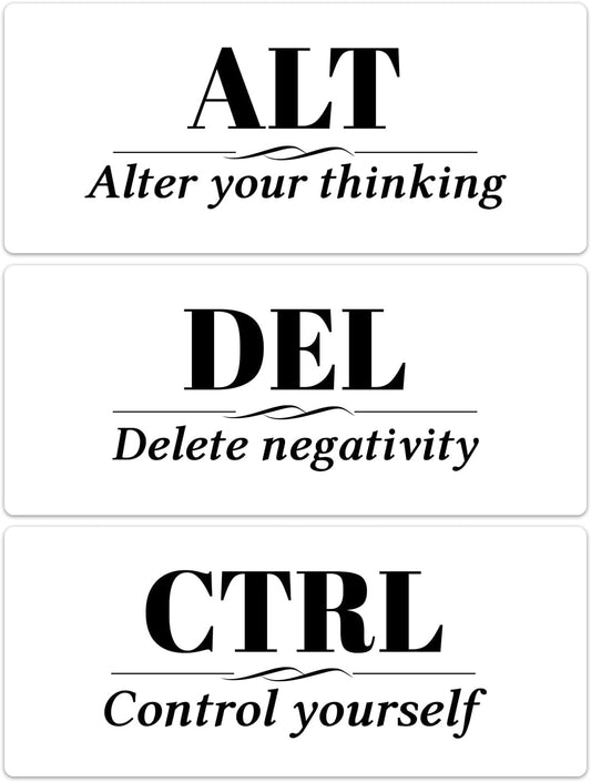 Inspirational Magnets - 3 Pack Ctrl Alt Del Positive Affirmation Magnet Set with Motivational Quotes, Acrylic Strong Encouragements Fridge Magnets for Home, Office, School, Locker Decor (Alt Del Ctrl)