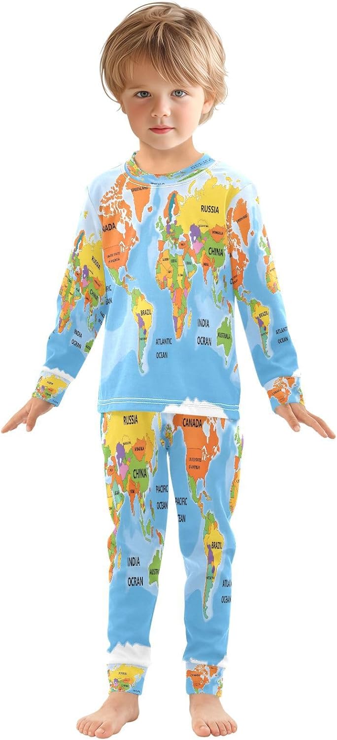 ALAZA Shark Starfish Palm Tree 2 Piece Pajama Set Long Sleeve Top and Pants Sleepwear Unisex - Colors B
