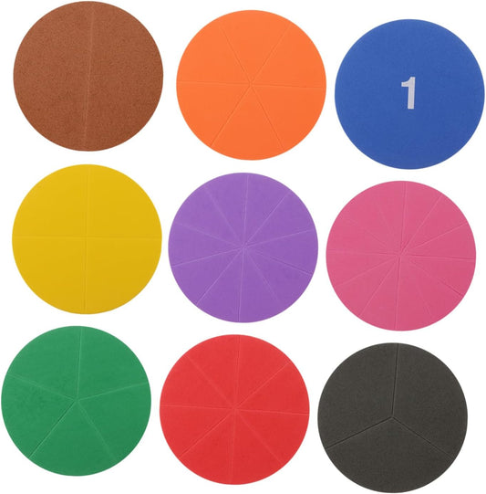 DOITOOL 1 Set Eva Fraction Circles Educational Math for Fraction Learning Tray for School and Home Study Safe and Teaching Aid for Preschool and Elementary Students