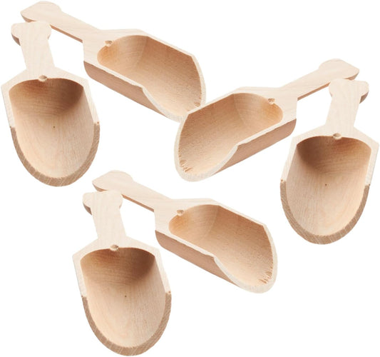 Unfinished Wood Spoon Scoops Set of 6 by Factory Direct Craft for Bath Salts, Sugar Scrubs, Spices or Educational Sensory Bins - 4-1/8 Inches Long