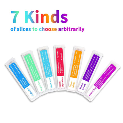 Prepared Microscope Slides for Kids, 48pcs Plastic Animals Insects Plants Flowers Sample Specimens for Students Children Homeschooling Biology Science Programs