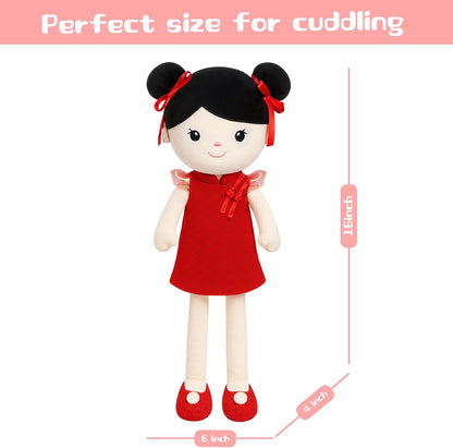 Soft Baby Doll Toys,16 inch Educational Plush Doll for Girls Learning Sensory Montessori Toy Birthday Gifts Cuddly Plush Toys for Toddler Kids (Yellow)