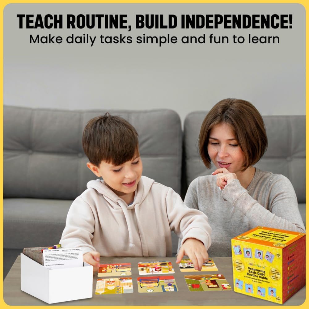 Sequencing Daily Routine Conversation Cards | Learning Material for Social Skills & Emotional Intelligence| Speech Therapy Resources | Articulation, ESL & Storytelling Cards | Sequencing Card Game