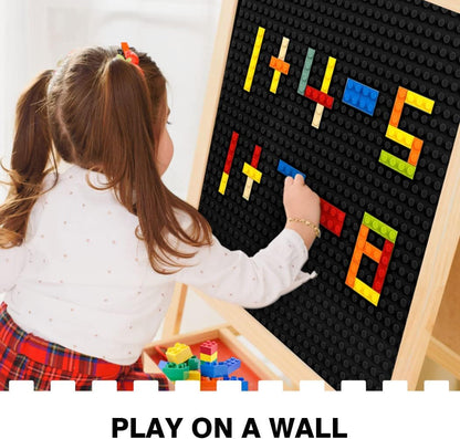8 Pack Peel-and-Stick Building Baseplates, 10”x10” Classic Building Boards - 100% Compatible with All Major Brands of Toy Building Sets, Sturdy Stacking Play Table Top, Black