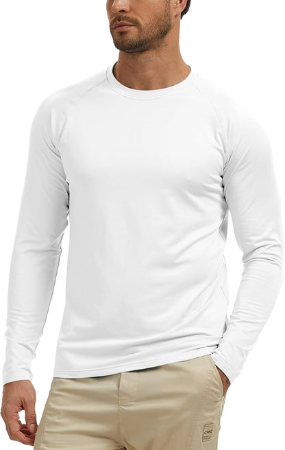 Men's Thermal Shirts Long Sleeve Fleece Lined Crew Neck Base Layer Athletic Workout Tops