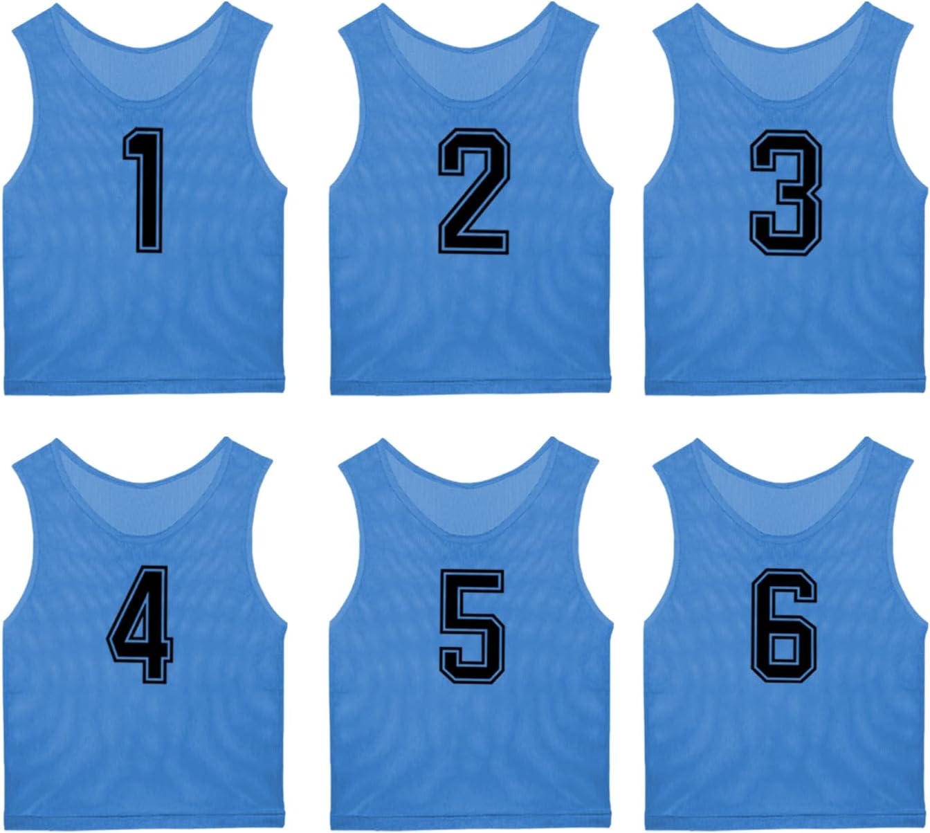 6 Pcs Pinnies Team Practice Vests with Numbers for Child Youth Teen Adult,Ideal for Soccer, Football,Basketball