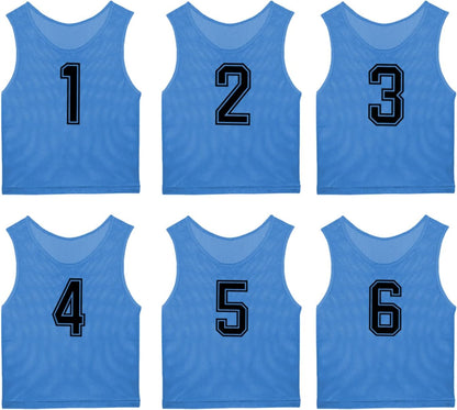 6 Pcs Pinnies Team Practice Vests with Numbers for Child Youth Teen Adult,Ideal for Soccer, Football,Basketball