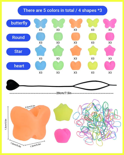 60Pcs Silicone Hair Beads for Kids Girls,5mm Colorful Soft Silicone Beads for Girls Braids Glow in The Dark Head Accessories Ties