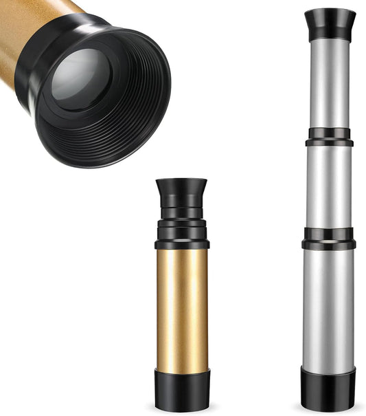Xuhal 2 Pieces Pirate Telescope Spyglass Pirate Telescope Toys Kids Vintage Mini Toy for Party Favor Supplies Halloween Decoration, Silver and Gold