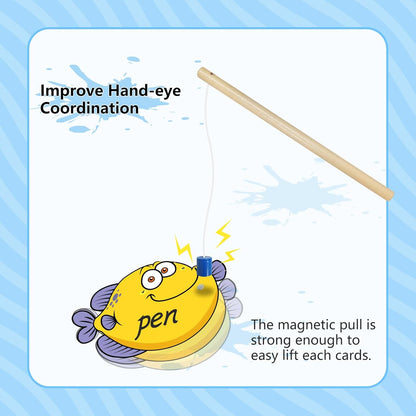 Magnetic Fishing Game Large Size Fish Cards Sight Word Games Educational Toys for Kids Kindergarten Montessori Fine Motor Skills Toys