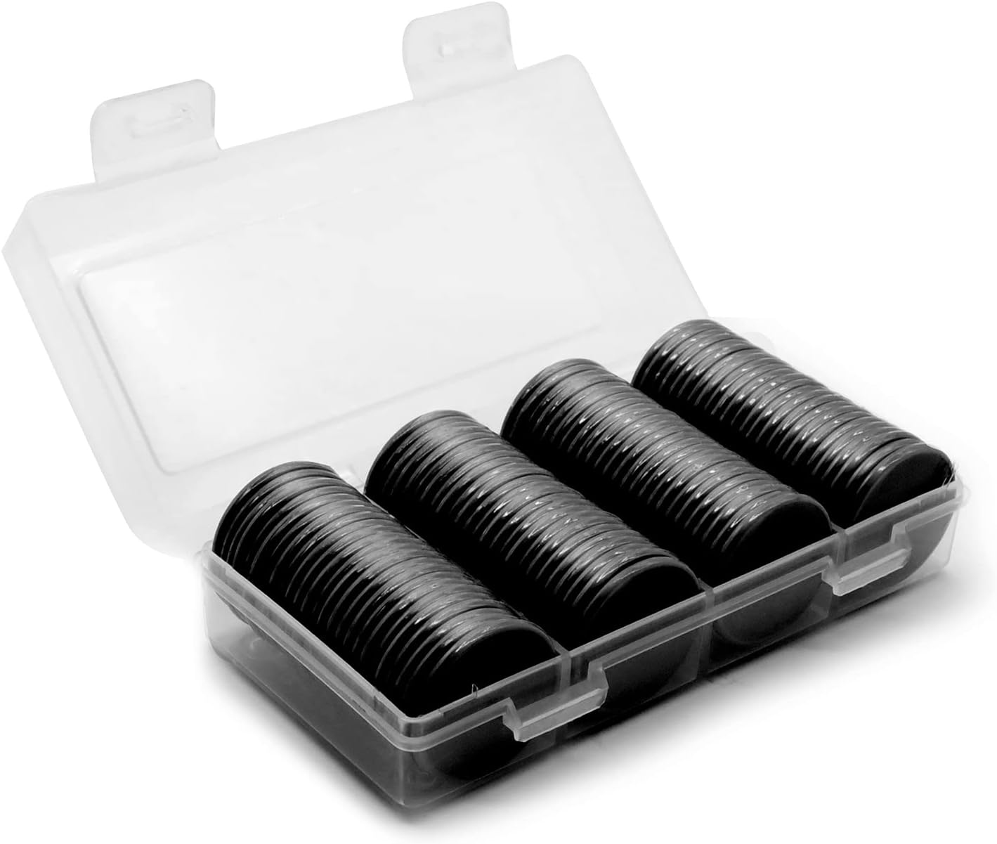 Set of 100 Opaque Plastic Learning Counters Mini Poker Chips Game Tokens with Storage Box (Black+White+Blue+Purple, 1 Inch)