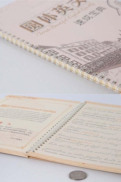 Beautiful Round English Calligraphy Practice Copybook, English Handwriting Practice Book Groove English Cursive Calligraphy