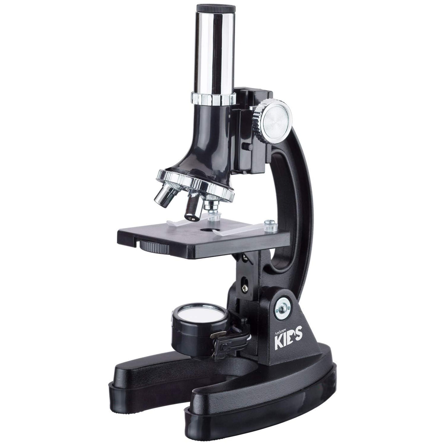AmScope M30-ABS-KT1-WM 120X-240X-300X-480X-600X-1200X Educational Metal Arm Kids Compound Microscope Kit + Book