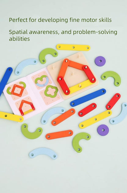 Montessori Toys for 3 4 5 Year Old Kids and Toddlers, Mathematical Education Toy to Create Figures and Geometric Shapes, Brain Teaser STEM Toy Geo Board