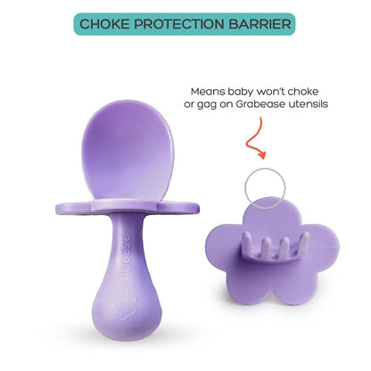 Grabease Baby Feeding Utensils - Anti-Choke Collar & Toddler Fork for Ages 1-3 - Easy-Grip Curved Handle Infant Spoon - Dishwasher-Safe Convenience & Baby Cutlery - Teal