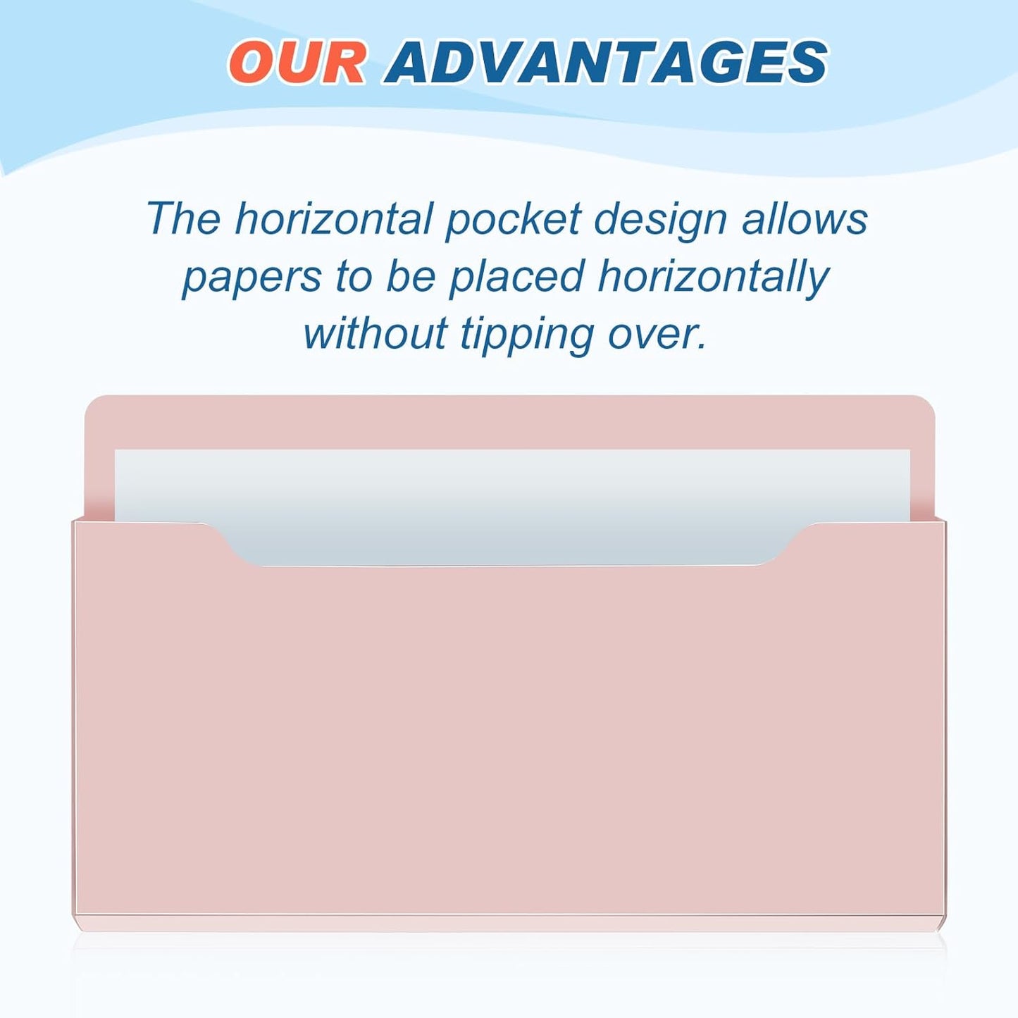 Fuutreo 6 Pcs Magnetic Wall File Organizer Magnetic Wall File Holder Refrigerator Magazine Holder for Mail Letters Paper(Aqua Green,Vertical-large)