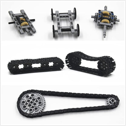 1533 PCS Technical Parts Building Block Accessories Vehicles Gears Cross Axles Wheels Connector Pieces Set Chain Link Pin Joint Shock Absorber MOC Toys