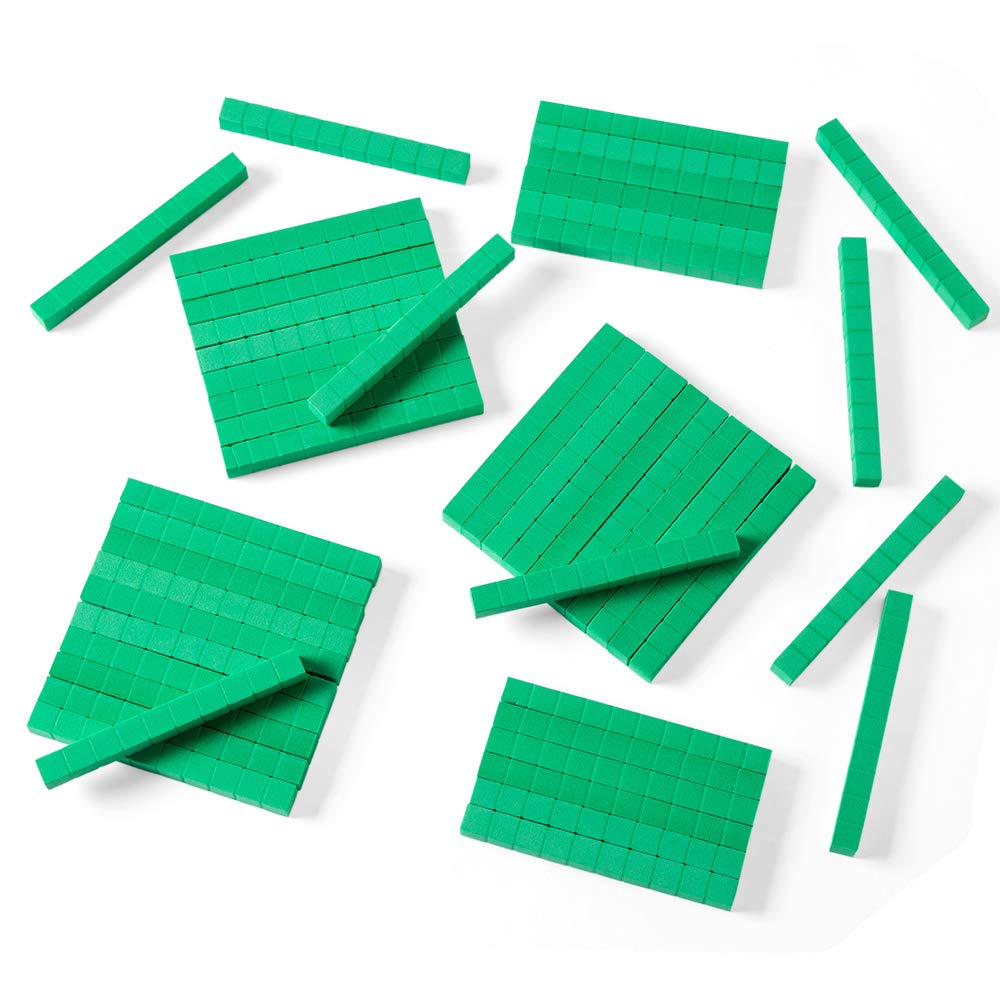 hand2mind Blue Plastic Base Ten Blocks Rods Set, Place Value Blocks, Counting Cubes, Base 10 Math Manipulatives, Teacher Supplies for Math Classroom, Montessori Math Materials (Set of 50)