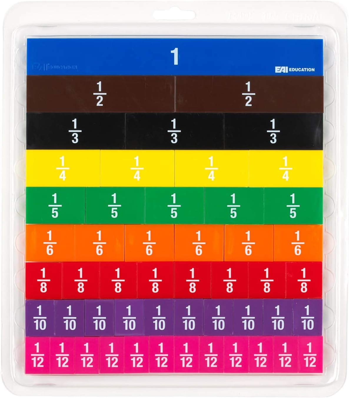 EAI Education Fraction Tiles with Tray: Numbered - Set of 51