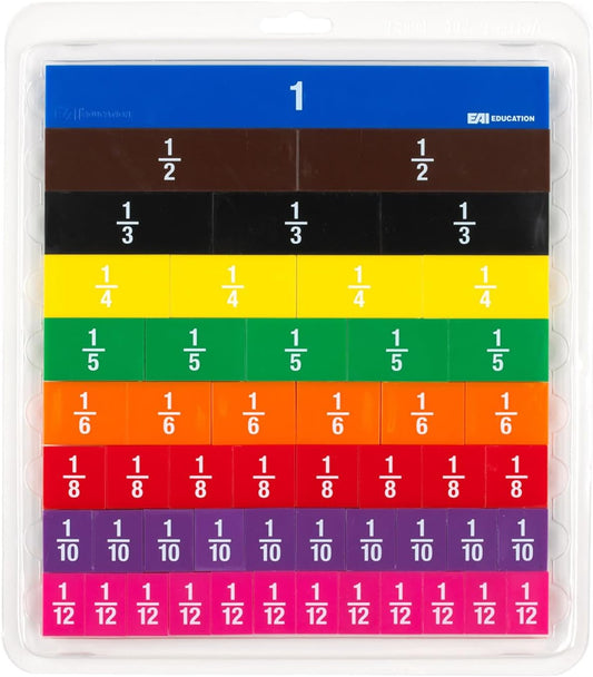 EAI Education Fraction Tiles with Tray: Numbered - Set of 51
