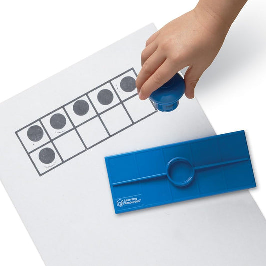 Learning Resources Ten Frame Stamp, Classroom Math Visuals Stamp, 2 Pieces, 21⁄4”H x 6”W
