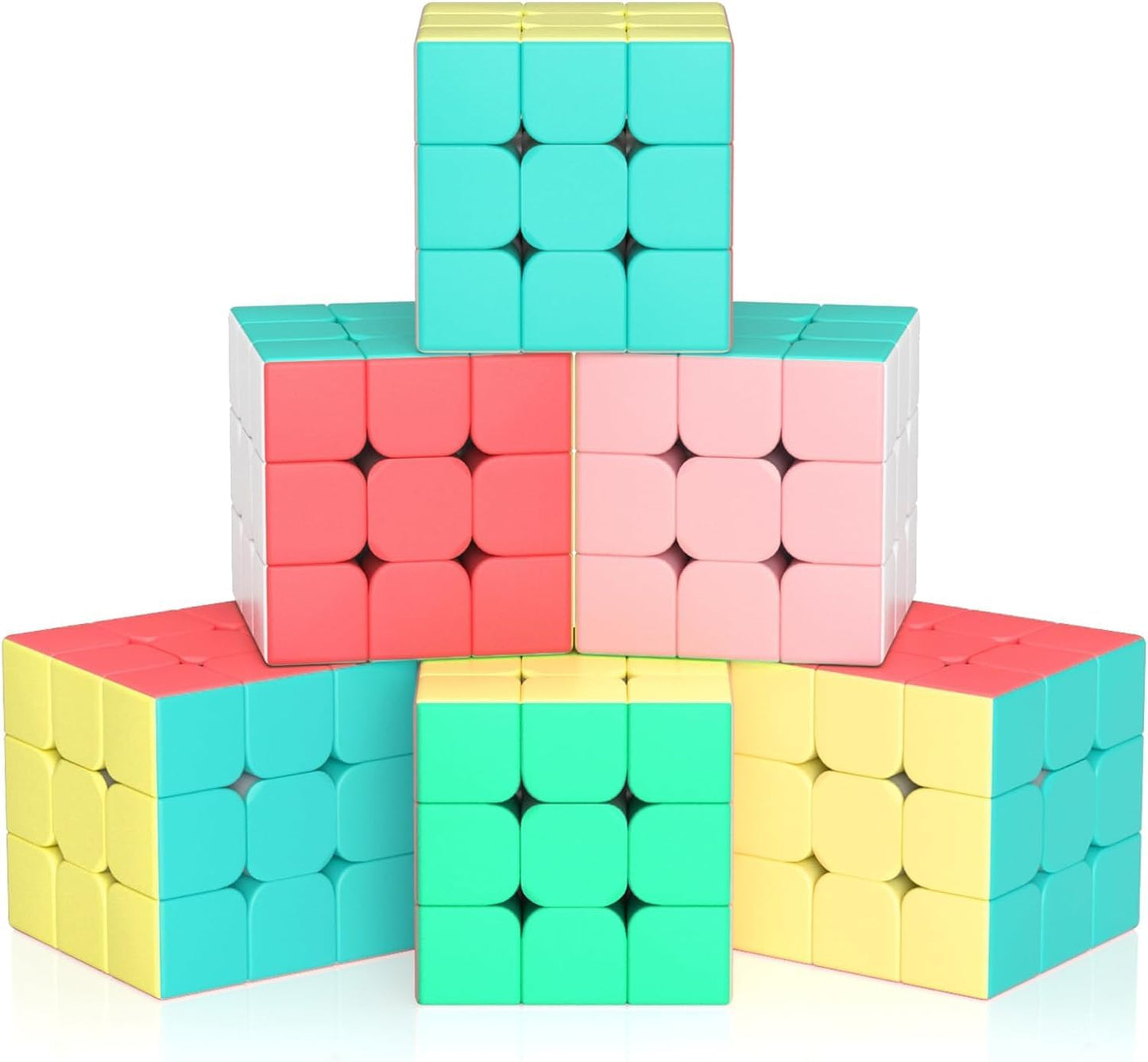 Vdealen 3x3x3 Speed Cube Set, 6 Pack Speed Cube Bulk Magic Cube Set, School Classroom Prize for Students Birthday Party Favors Stocking Stuffers Gifts for Kids Teens Adults(Carbon Fiber Sticker)