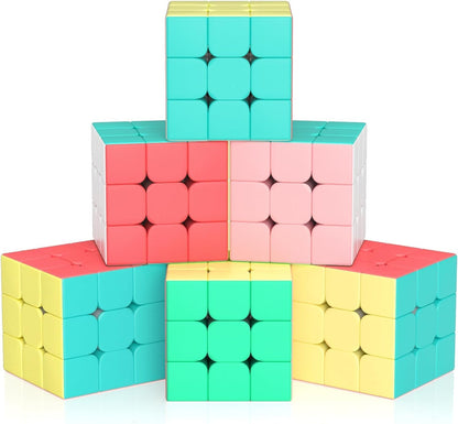 Vdealen 3x3x3 Speed Cube Set, 6 Pack Speed Cube Bulk Magic Cube Set, School Classroom Prize for Students Birthday Party Favors Stocking Stuffers Gifts for Kids Teens Adults(Carbon Fiber Sticker)