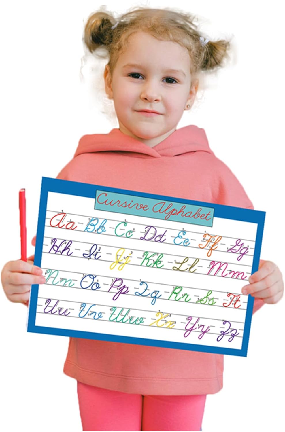 Cursive & Manuscript Alphabet Poster, Laminated, 3 Pcs A4; Charts(Manuscript, Cursive, Pencil Grip), Elementary Homeschool Decor and Teacher Supplies, Handwriting Bulletin Board Display