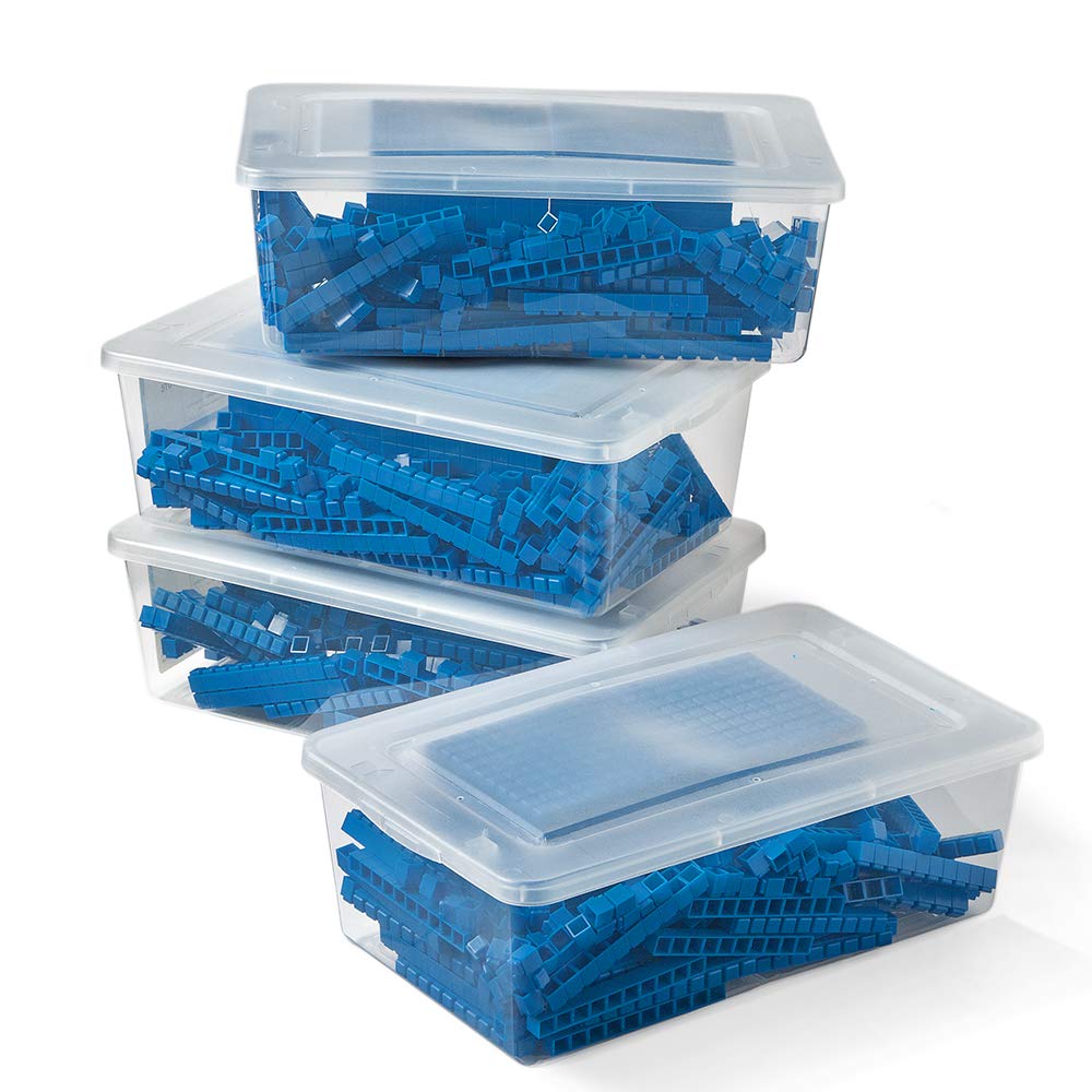 hand2mind Plastic Interlox Base Ten Blocks Classroom Set, Connecting Cubes, Base 10 Blocks for Math, (Set of 644)